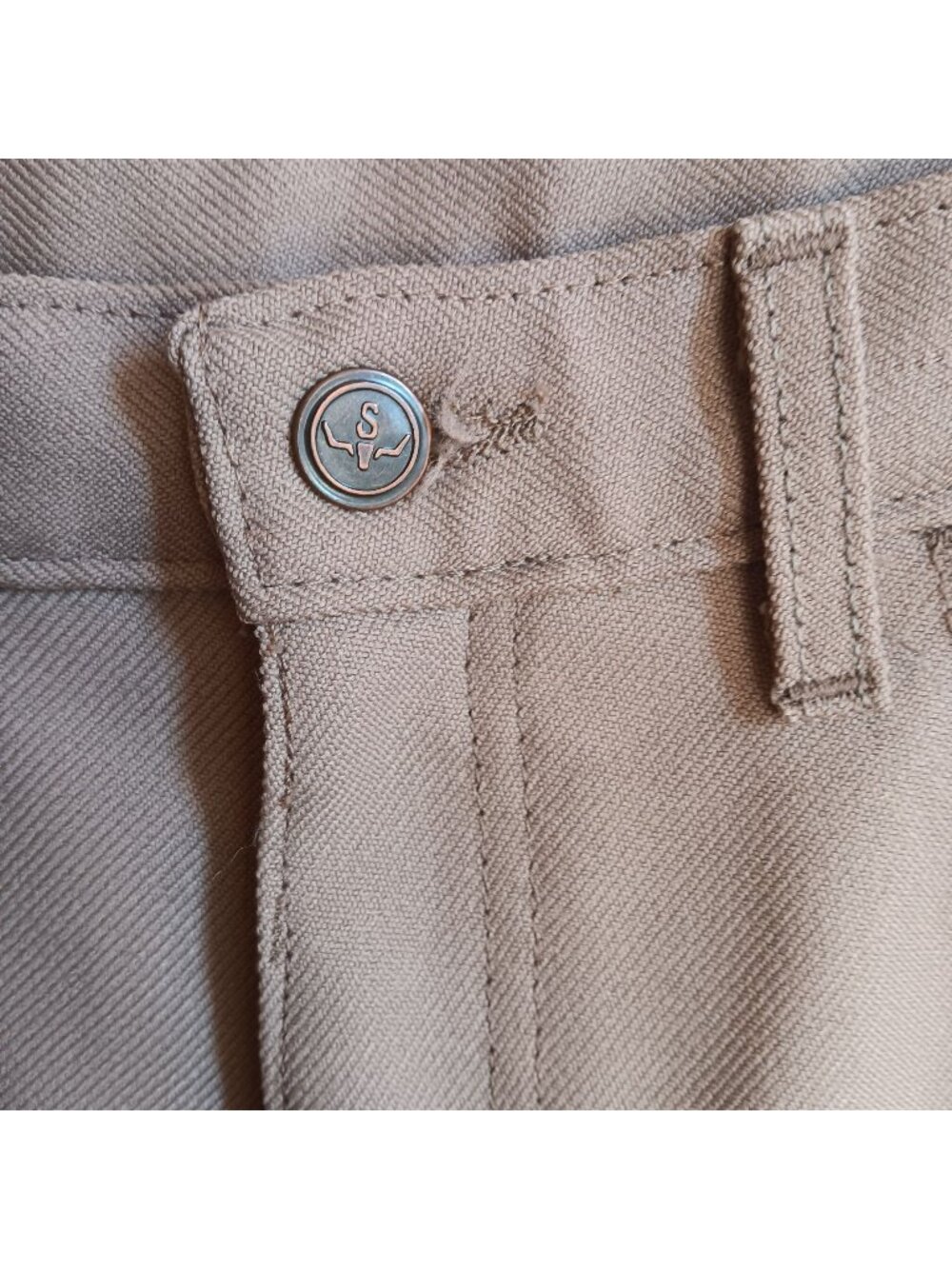 32x30 Vintage Tan Ranch Pants Western Sheplers Made In USA Stretch Polyester